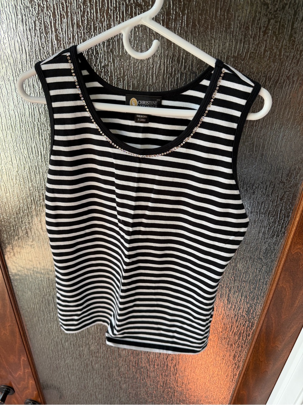 NWT Christine Alexander Swarovski Crystal Embellished Tank Top XL